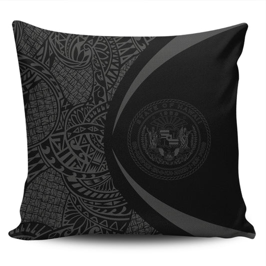 Hawaii Pillow Cover Coat Of Arm Lauhala Gray Circle