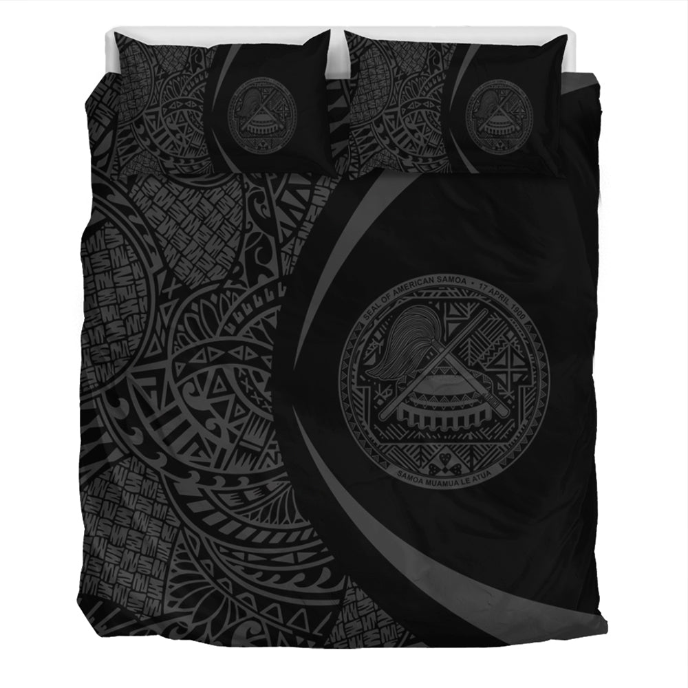 American Samoa Bedding Set Lauhala Gray Circle Style