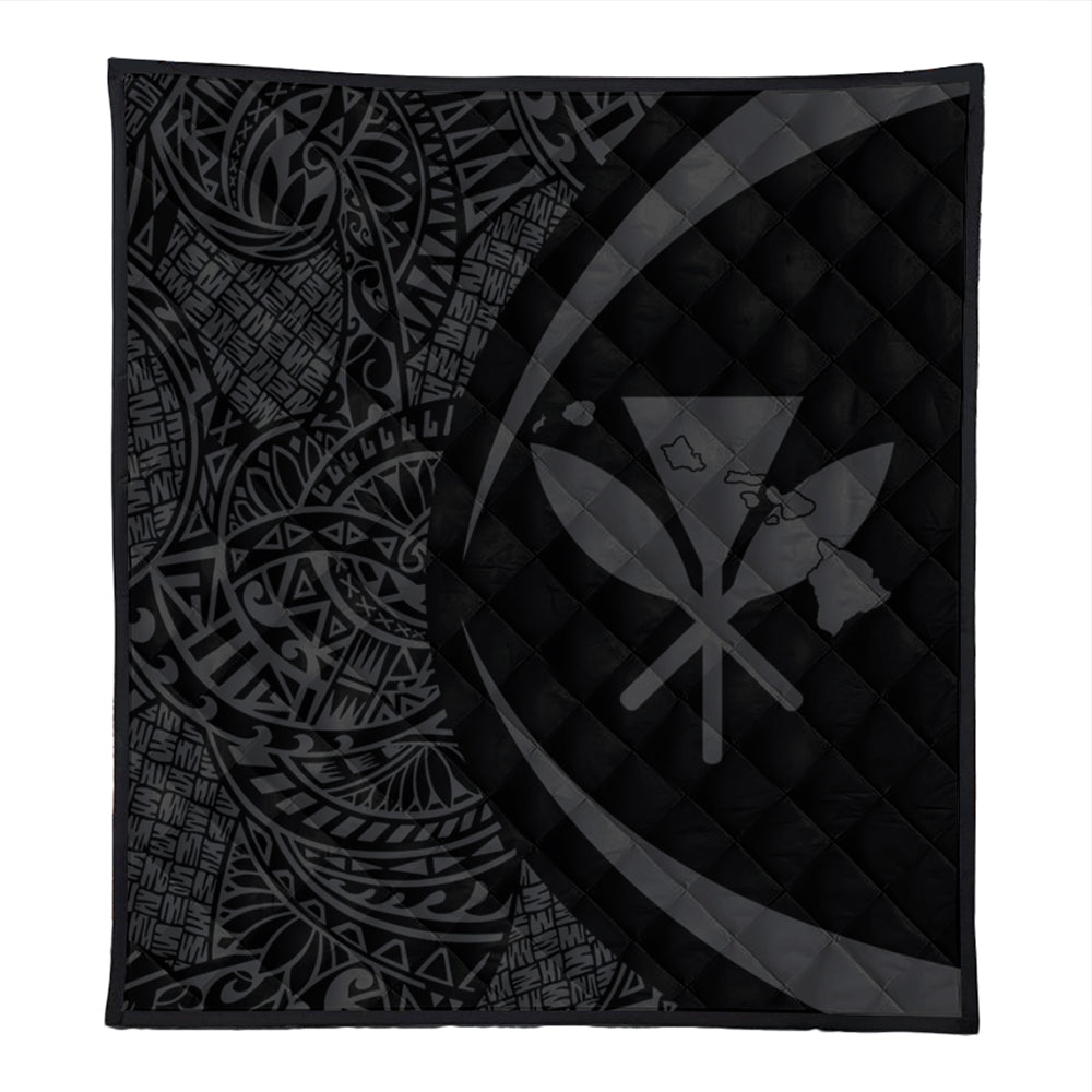 Hawaii Premium Quilt Kanaka Maoli Hawaiian Map Lauhala Gray Circle