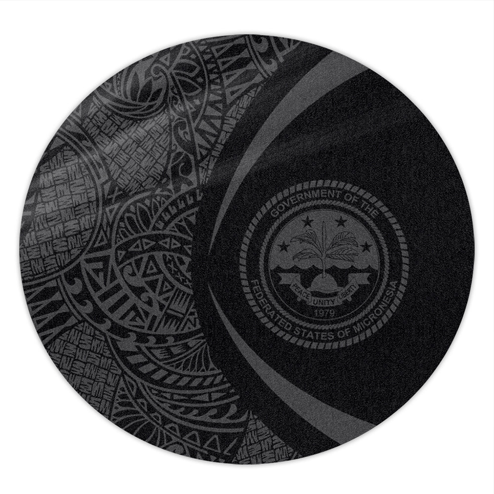 Federated States Of Micronesia Round Rug Lauhala Gray Circle Style