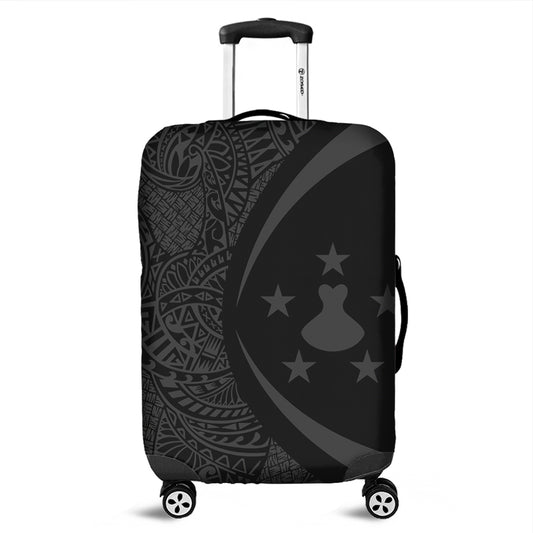 Austral Islands Luggage Cover Lauhala Gray Circle Style