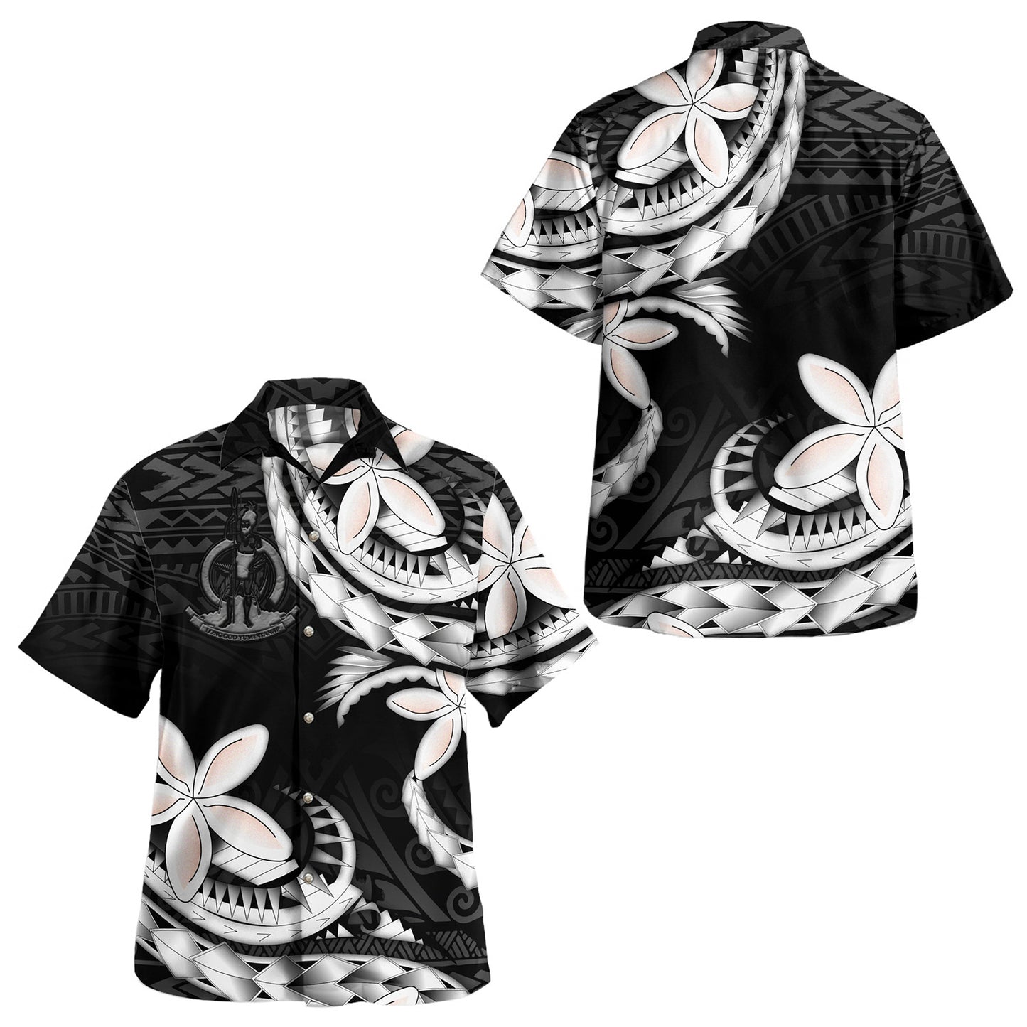 Vanuatu Combo Off Shoulder Long Dress And Shirt Polynesian Patterns Plumeria Flowers Special Style