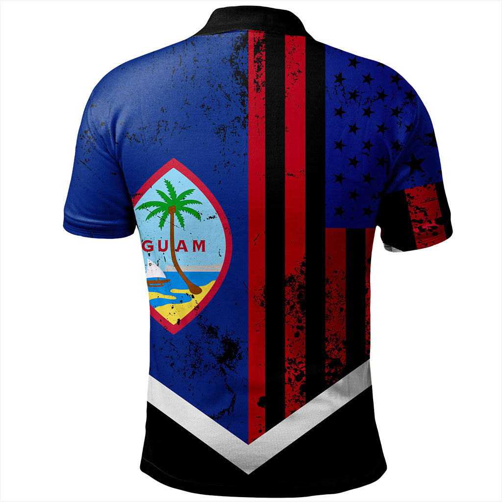 Guam Polo Shirt Flag And American Half Concept Brush Style