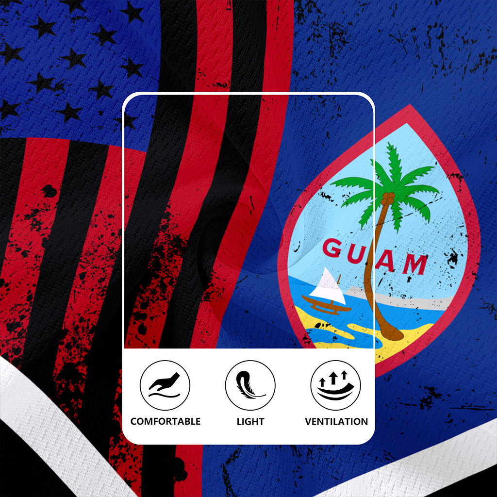 Guam Rugby Jersey Flag And American Half Concept Brush Style