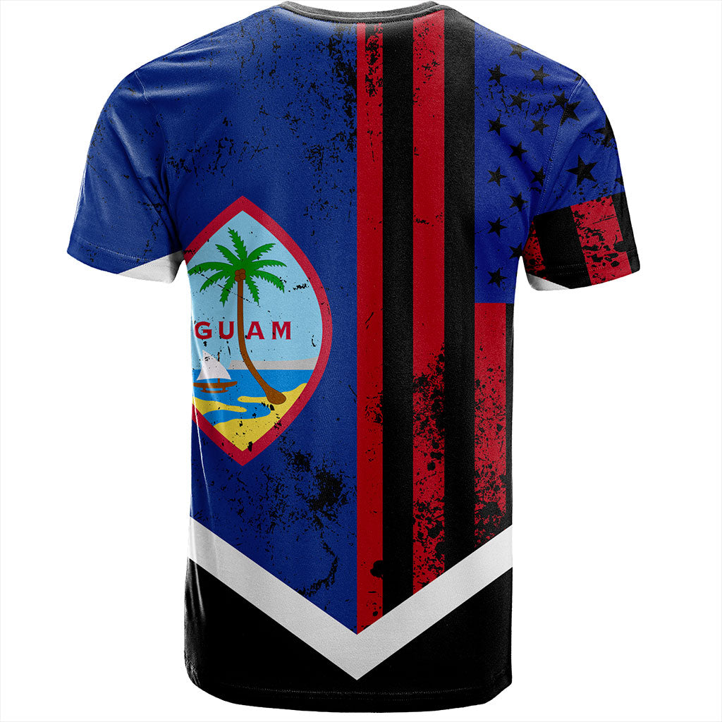 Guam T-Shirt Flag And American Half Concept Brush Style