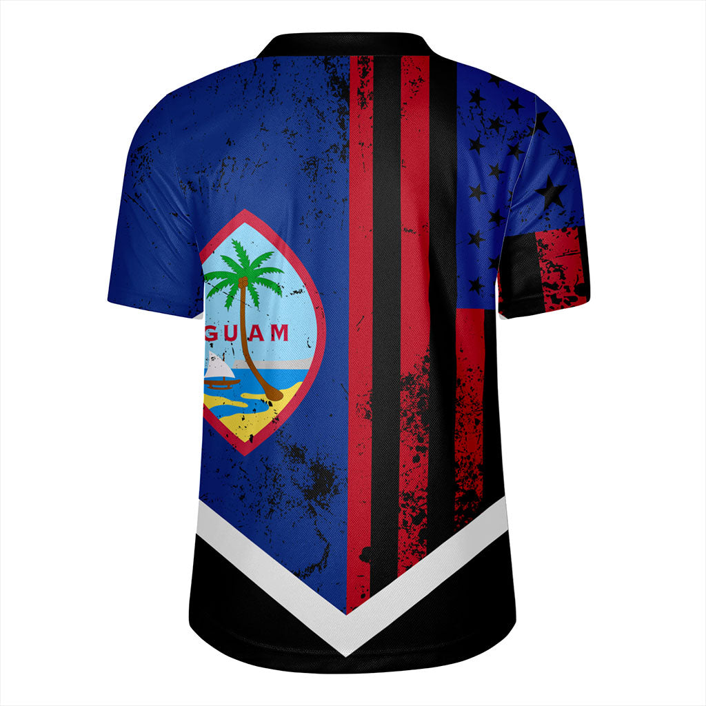 Guam Rugby Jersey Flag And American Half Concept Brush Style