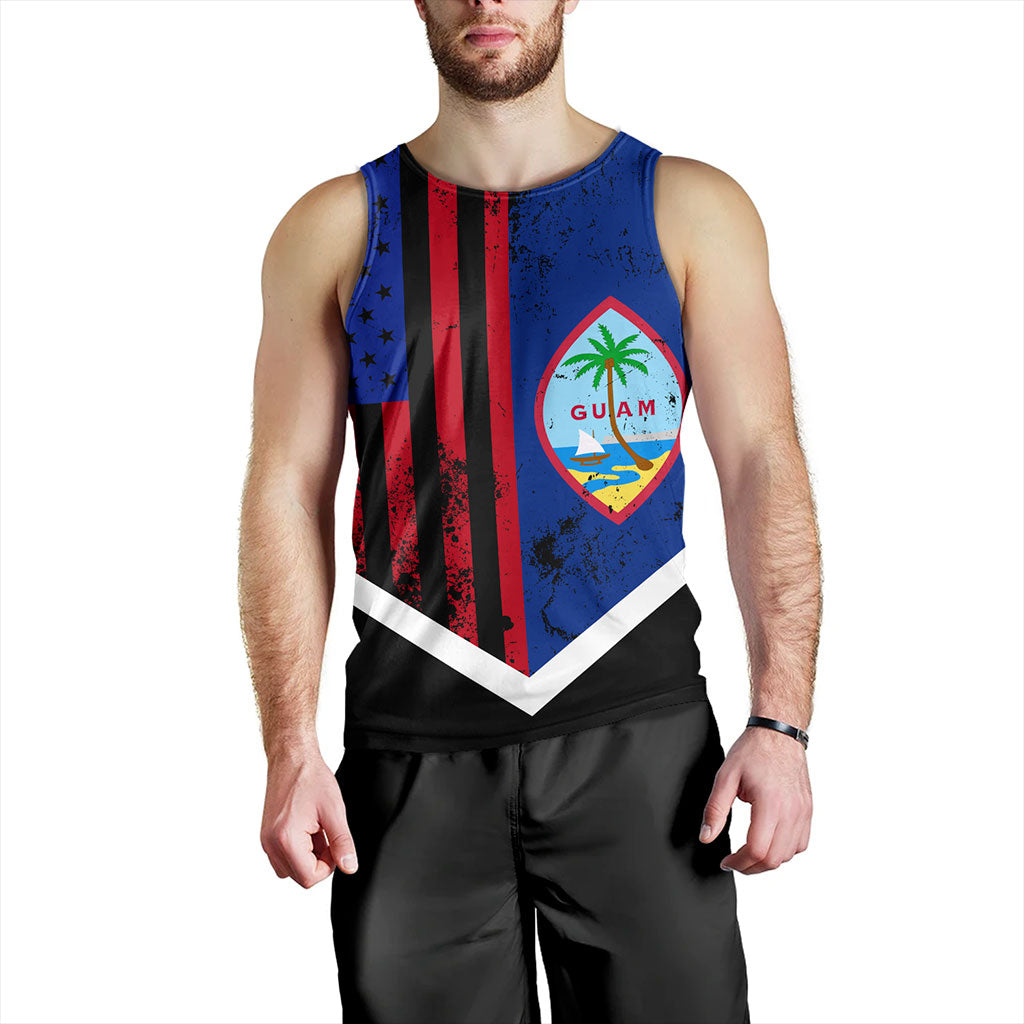 Guam Tank Top Flag And American Half Concept Brush Style