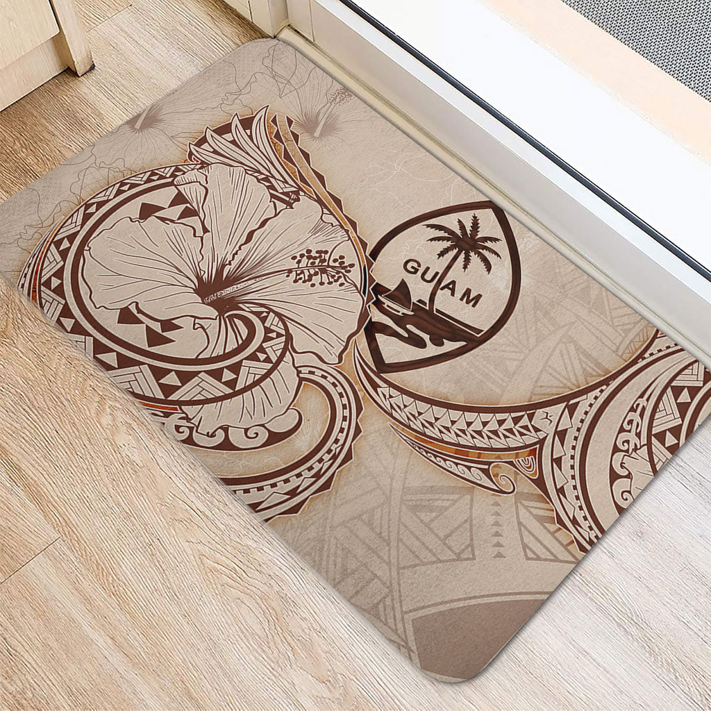Guam Door Mat Hibiscus Flower Vintage Style