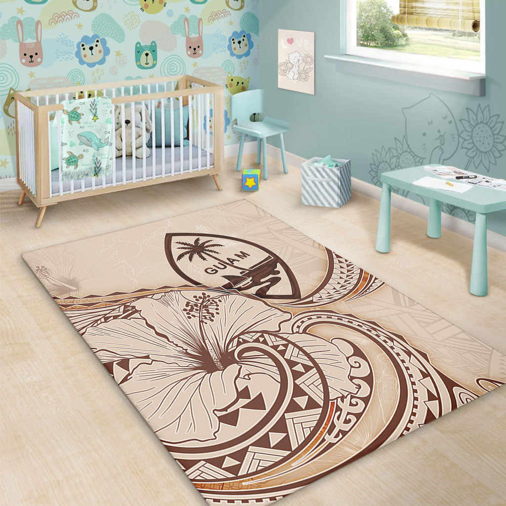 Guam Area Rug Hibiscus Flower Vintage Style