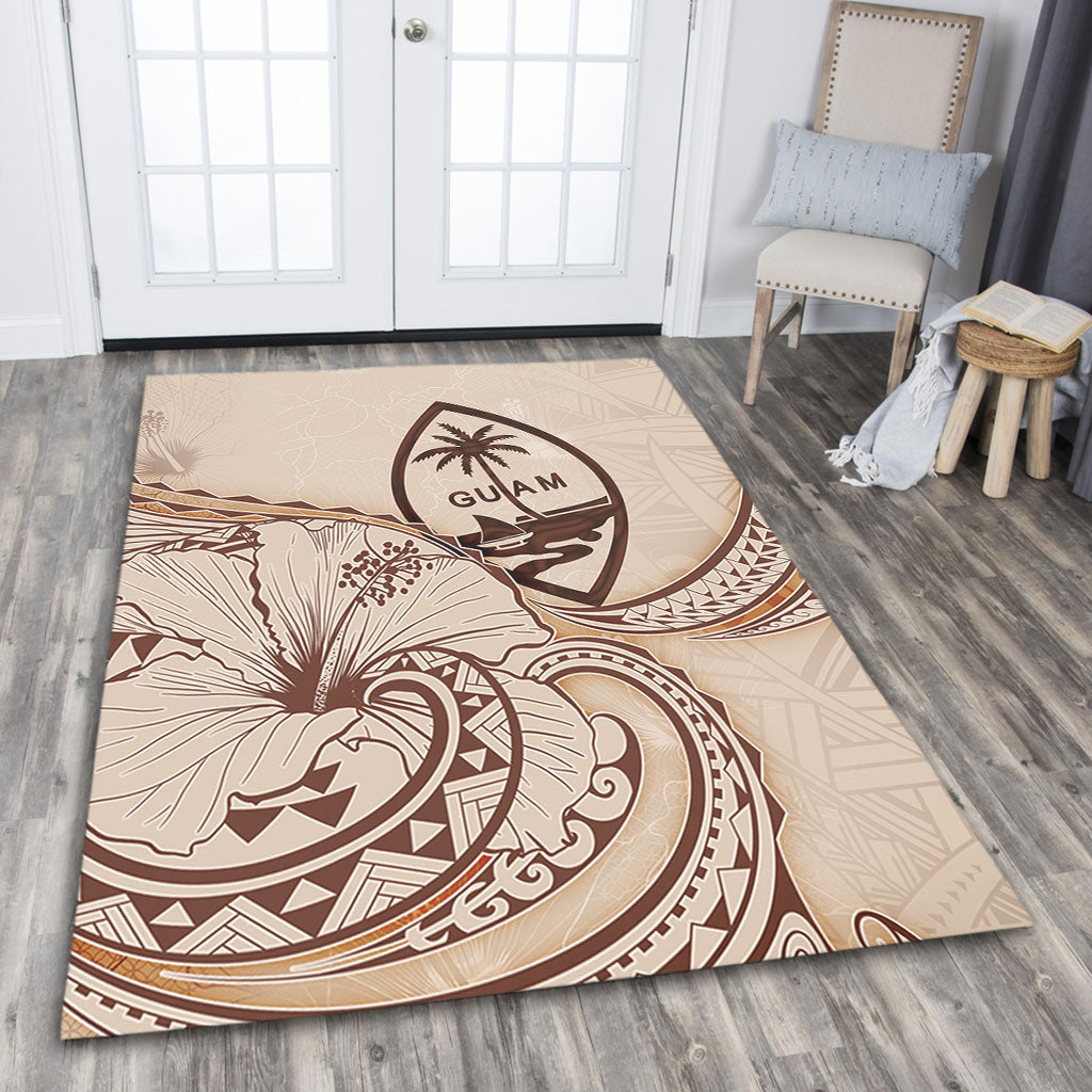 Guam Area Rug Hibiscus Flower Vintage Style