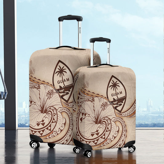 Guam Luggage Cover Hibiscus Flower Vintage Style