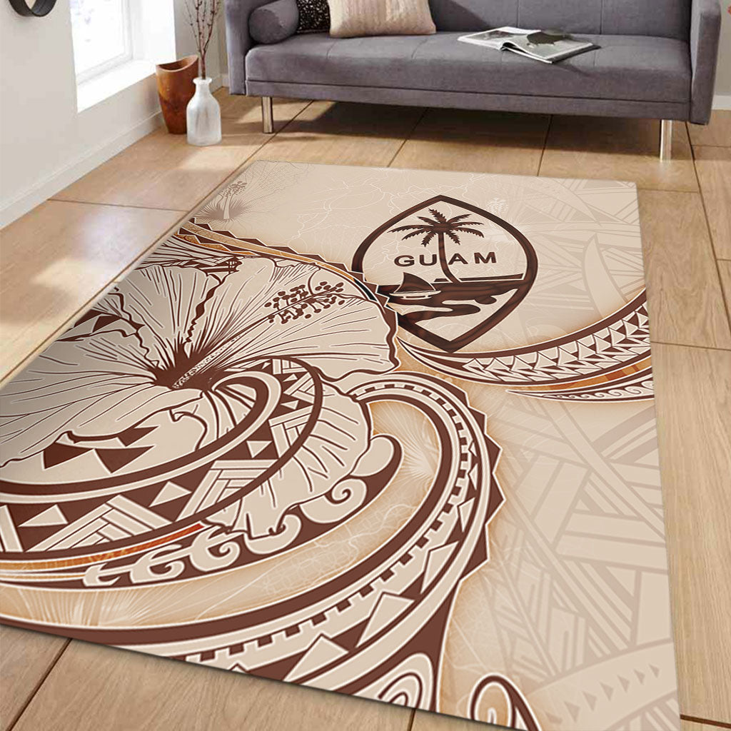 Guam Area Rug Hibiscus Flower Vintage Style