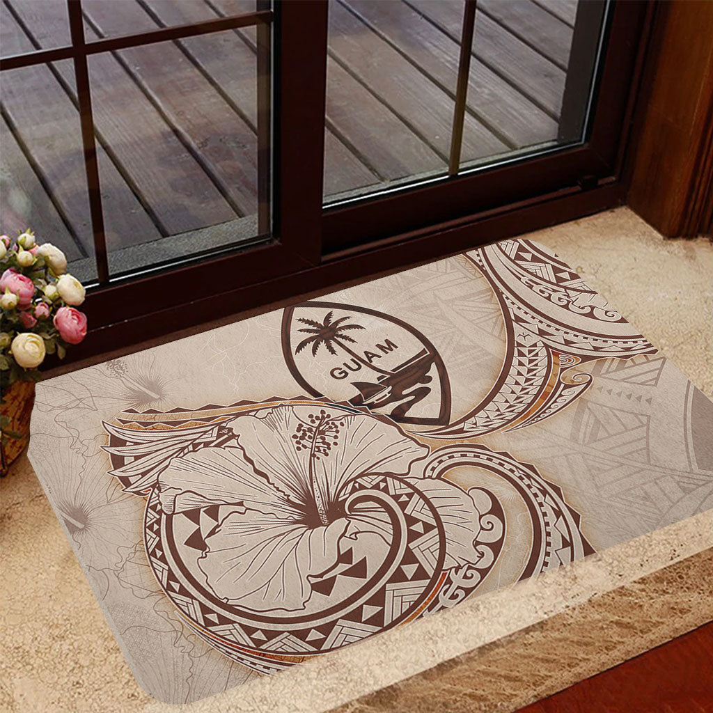 Guam Door Mat Hibiscus Flower Vintage Style