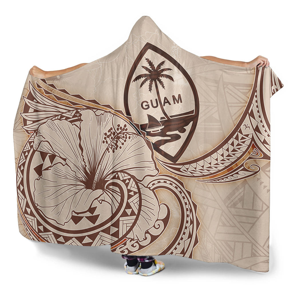 Guam Hooded Blanket Hibiscus Flower Vintage Style