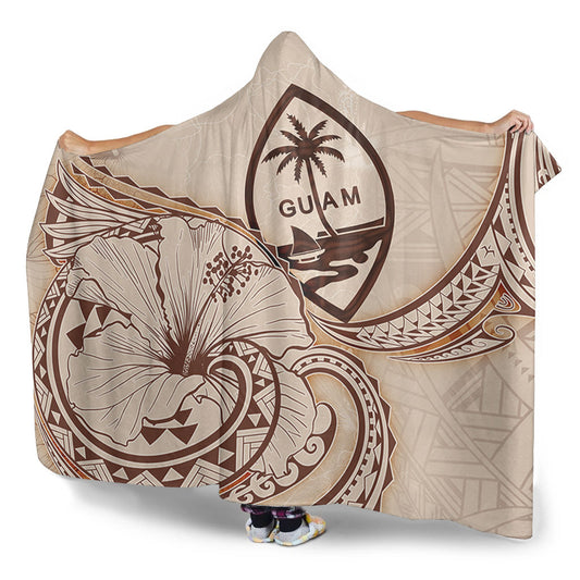 Guam Hooded Blanket Hibiscus Flower Vintage Style