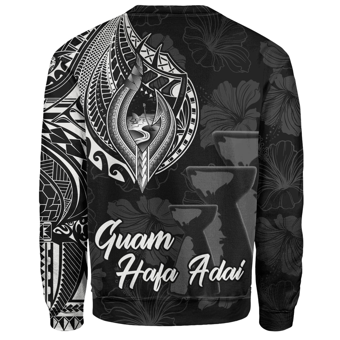 Guam Sweatshirt Hafa Adai Guam Seal Half Sleeve Tattoo
