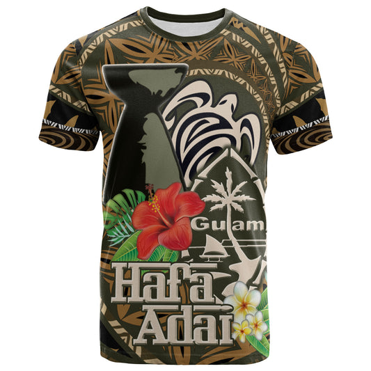 Guam T-Shirt Hafa Adai Seal Flower Tropical Retro Style