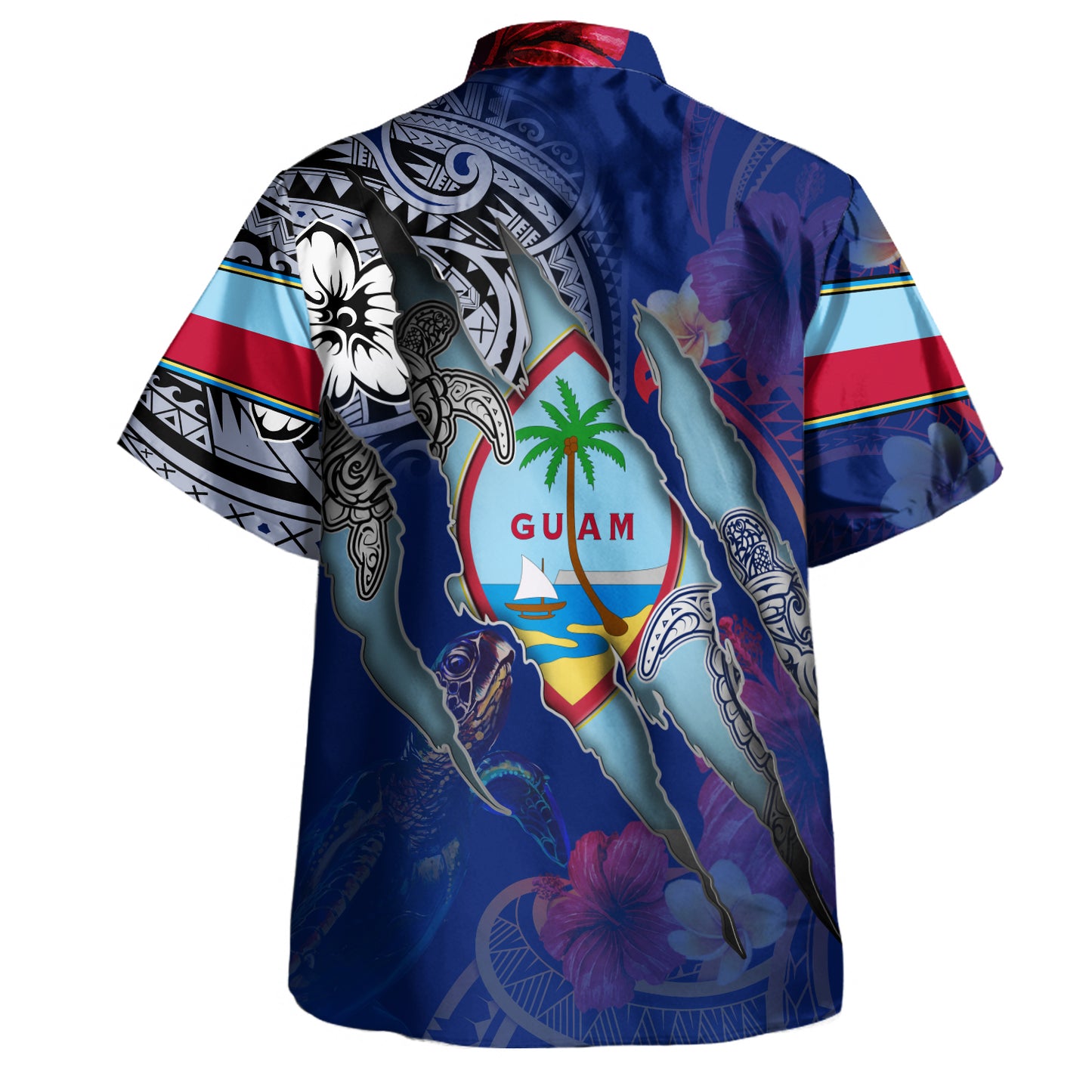 Kiribati Hawaiian Shirt Custom Gilbertese Blood Inside Me Polynesian Sleeve Tattoo Tropical Blue