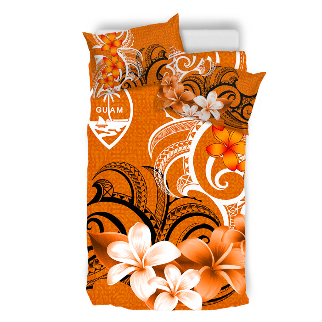 Guam Bedding Set Polynesian Floral Spirit Orange