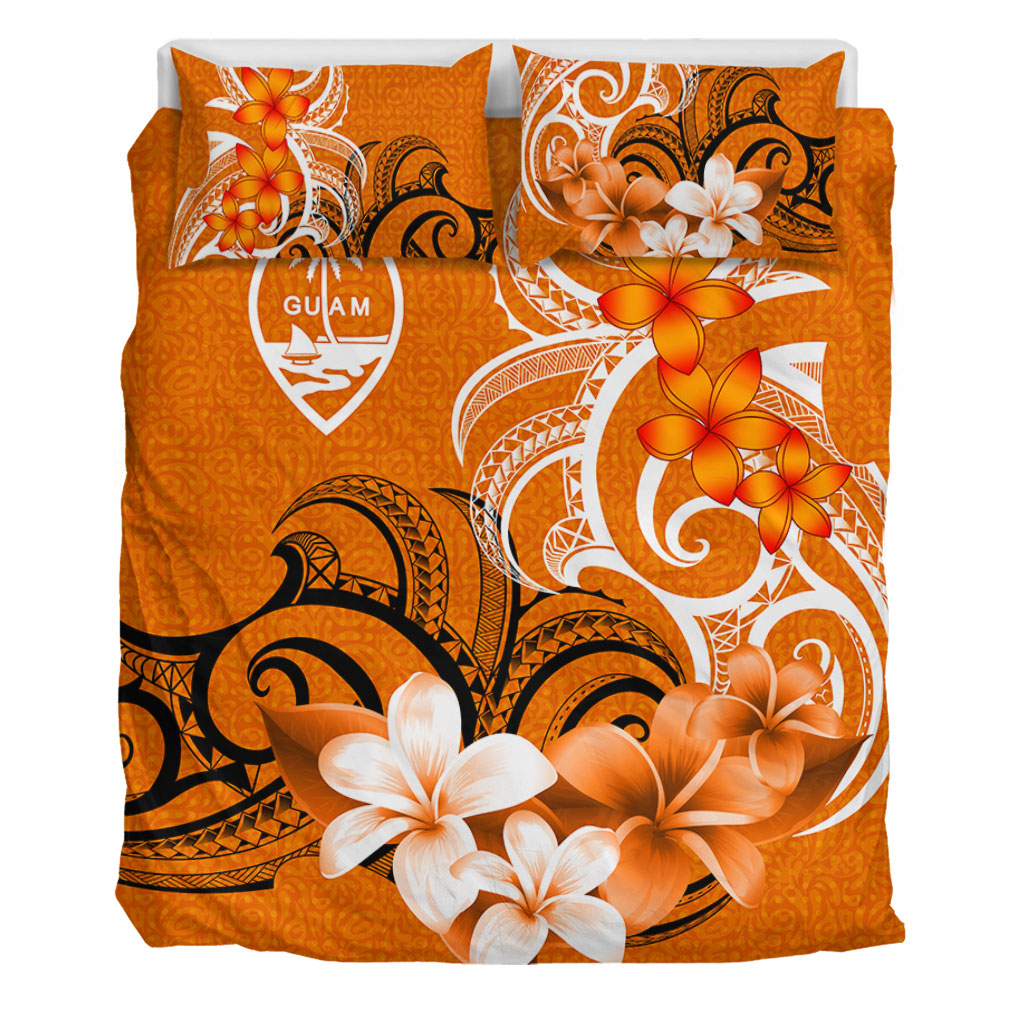 Guam Bedding Set Polynesian Floral Spirit Orange