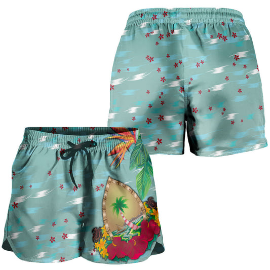 Guam Women Shorts Latte Stones Hibiscus