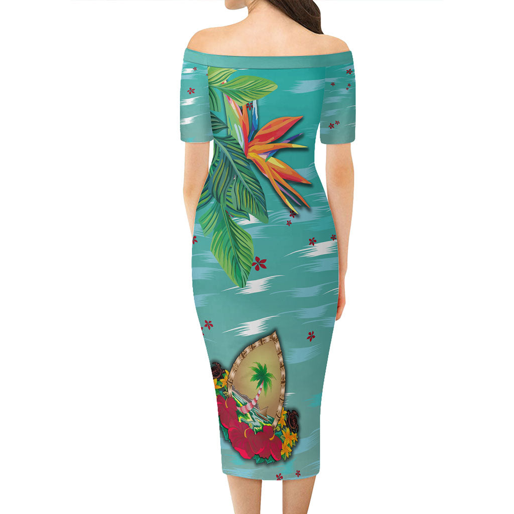 Guam Combo Short Sleeve Dress And Shirt Guam Latte Stones Hibiscus