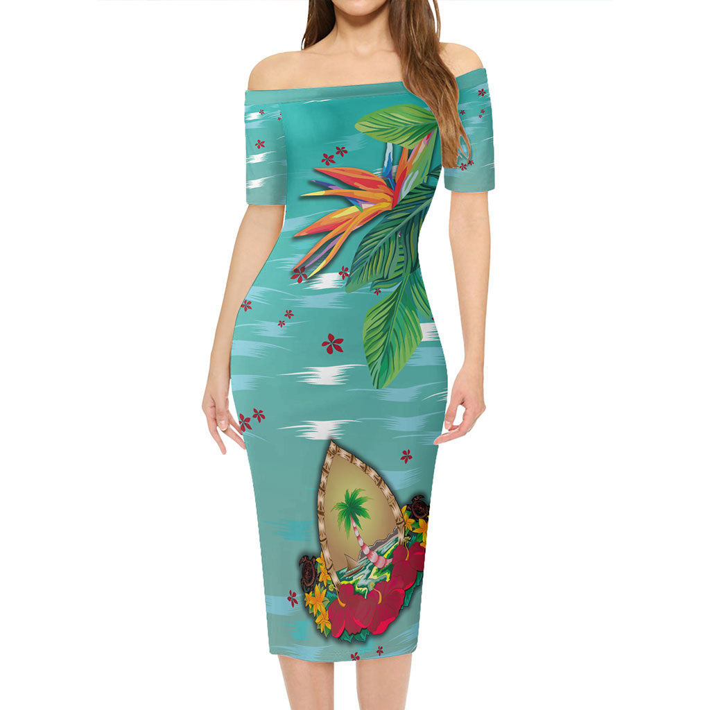 Guam Combo Short Sleeve Dress And Shirt Guam Latte Stones Hibiscus