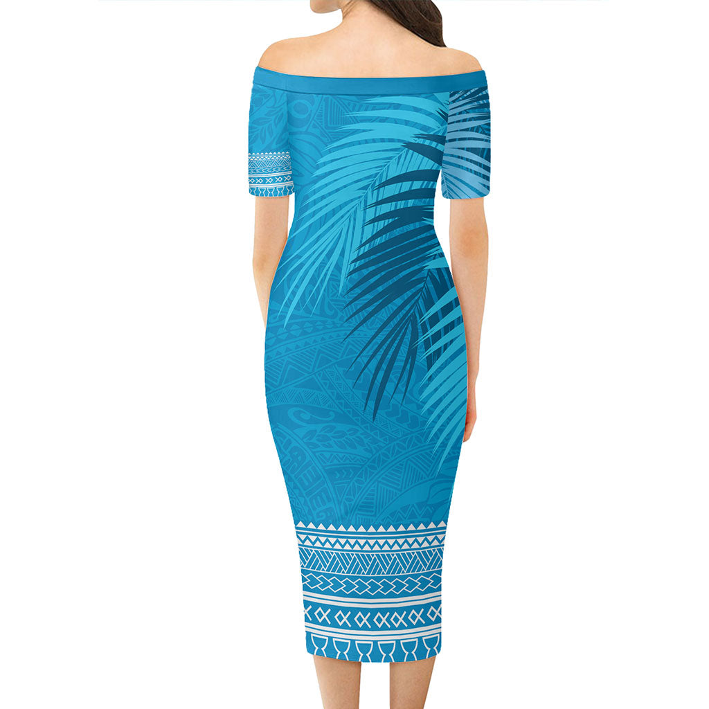 Guam Combo Short Sleeve Dress And Shirt Guam Polynesian Fabric Leaves