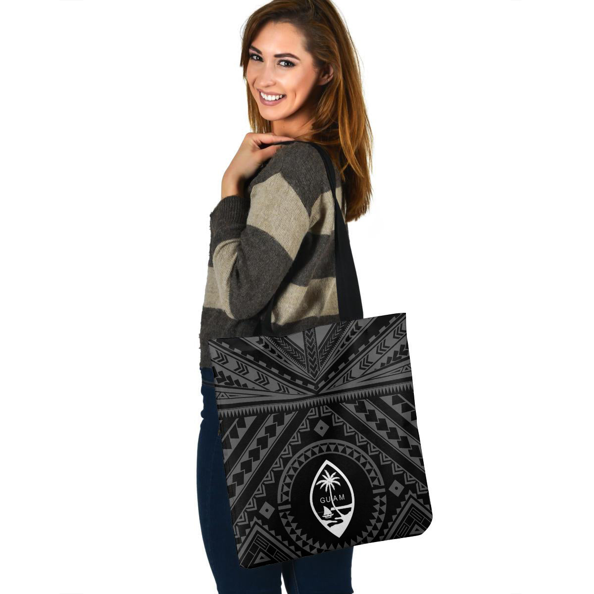 Guam Custom Personalised Tote Bag Polynesian Tattoo Style