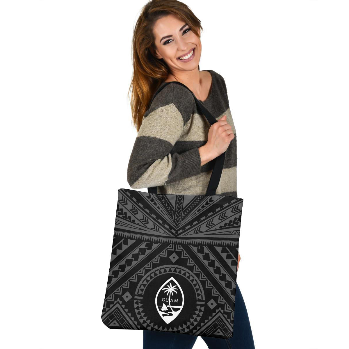 Guam Custom Personalised Tote Bag Polynesian Tattoo Style