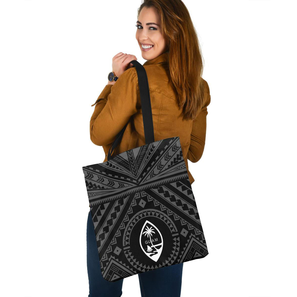 Guam Custom Personalised Tote Bag Polynesian Tattoo Style