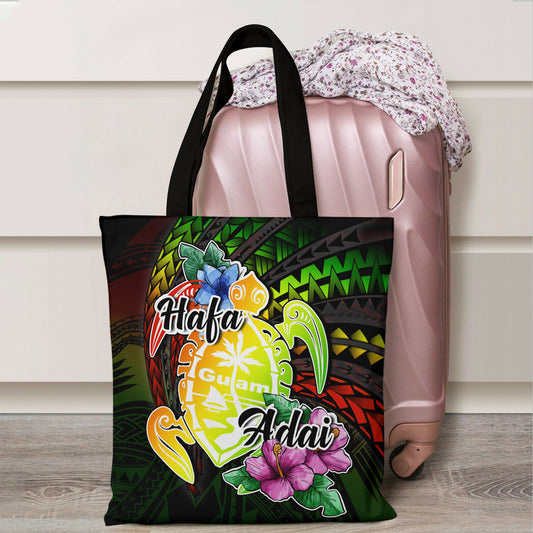 Guam Hafa Adai Guam Seal Tropical Flowers Tote Bags