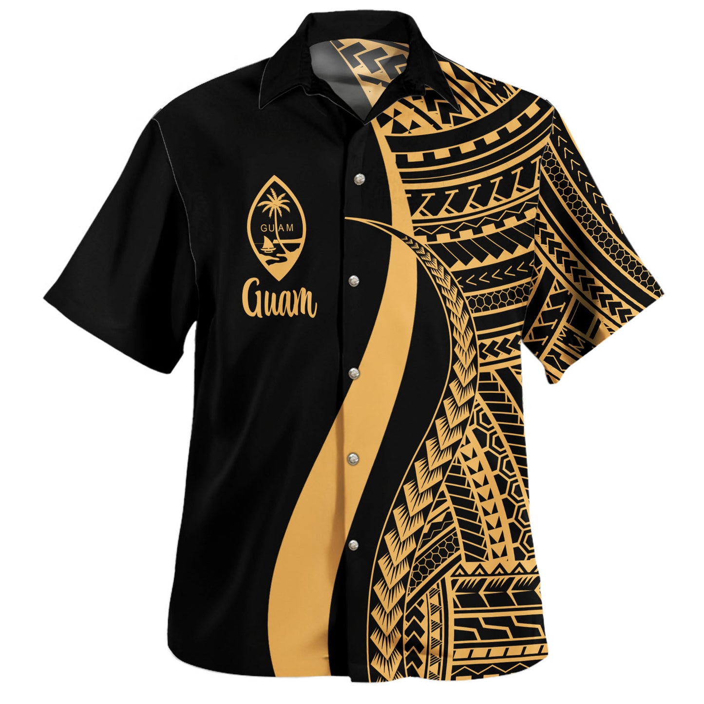 Guam Combo Dress And Shirt - Polynesian Tentacle Tribal Pattern Gold