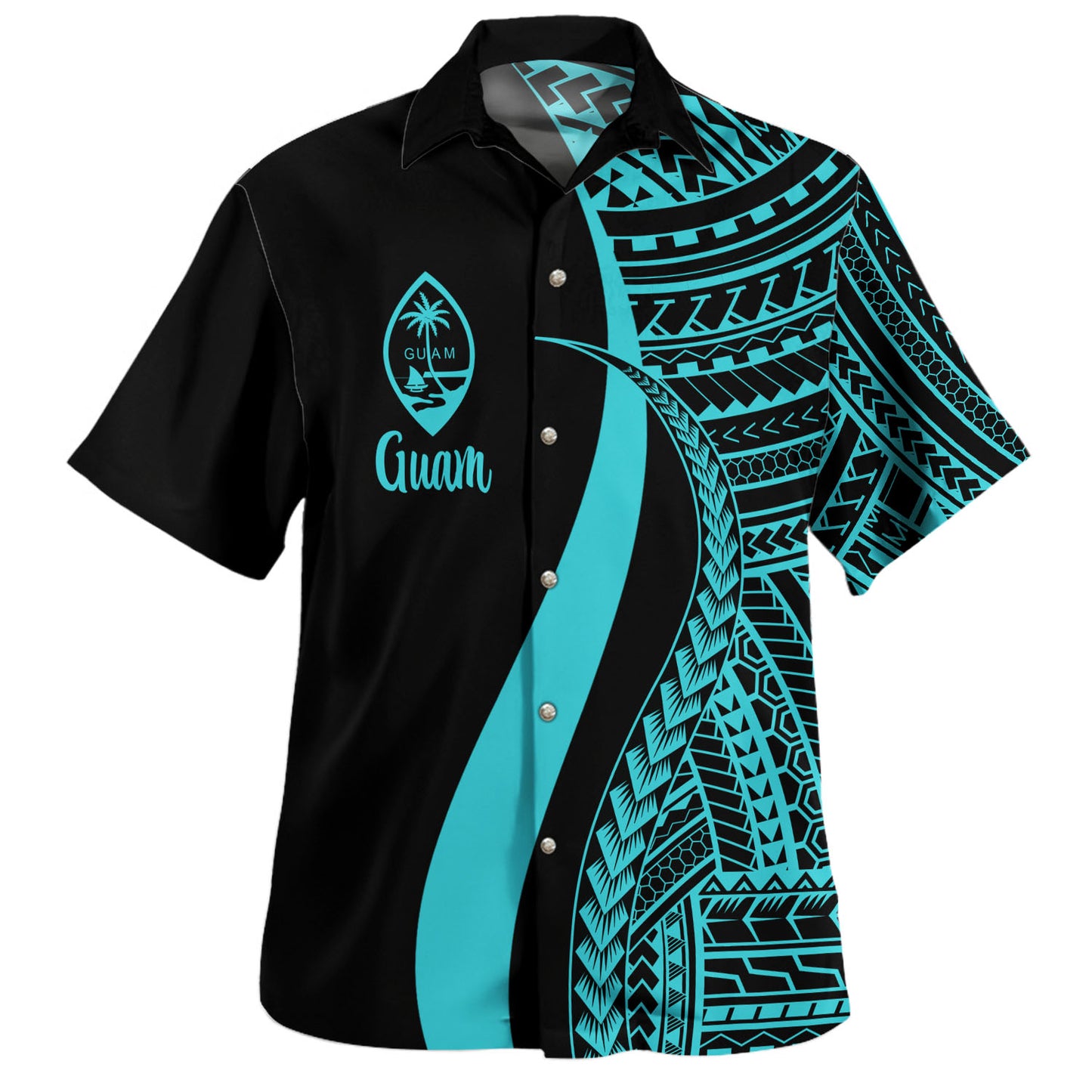 Guam Custom Personalised Hawaiian Shirt Polynesian Tentacle Tribal Pattern
