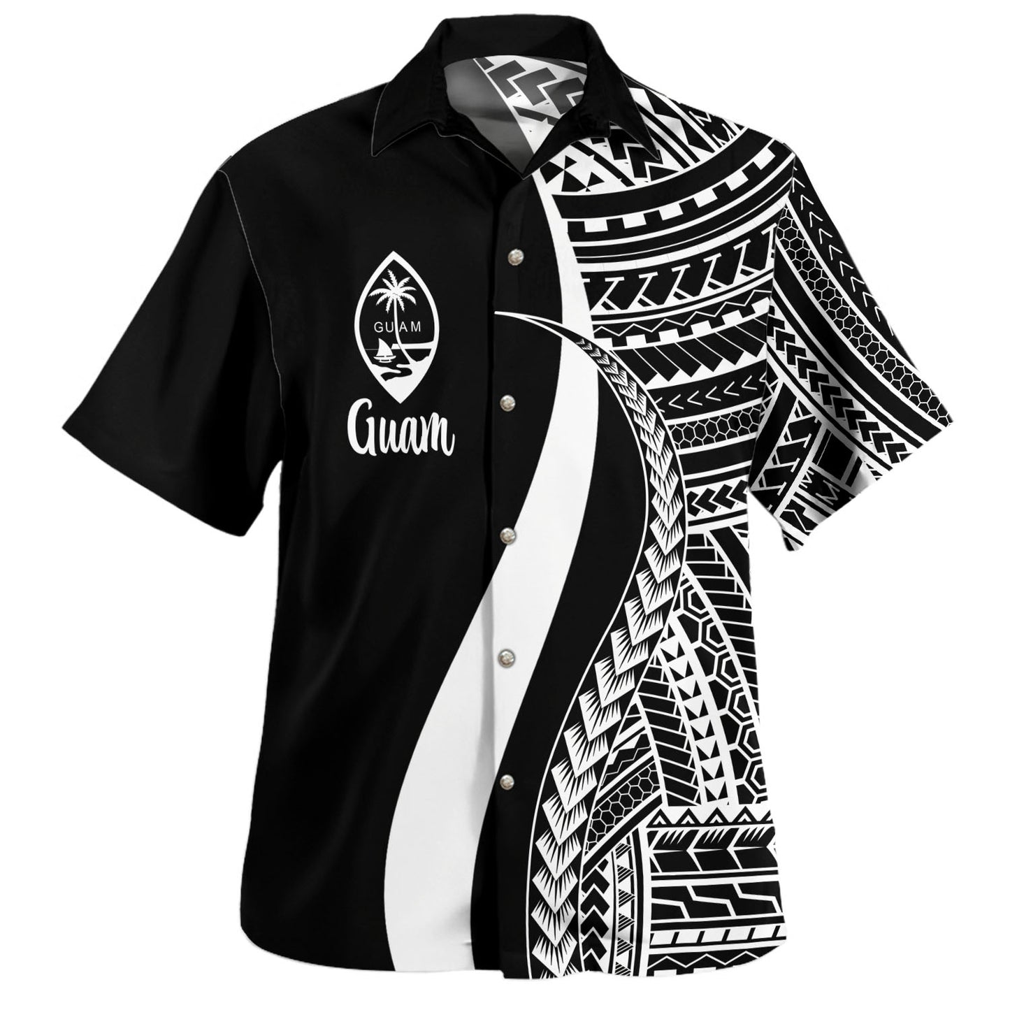 Guam Custom Personalised Hawaiian Shirt Polynesian Tentacle Tribal Pattern