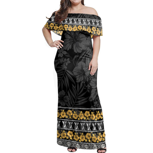 Guam Woman Off Shoulder Long Dress Hibiscus Chamorro