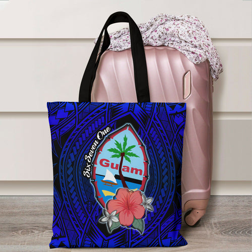 Guam Hibiscus Flowers With Seal Tote Bags