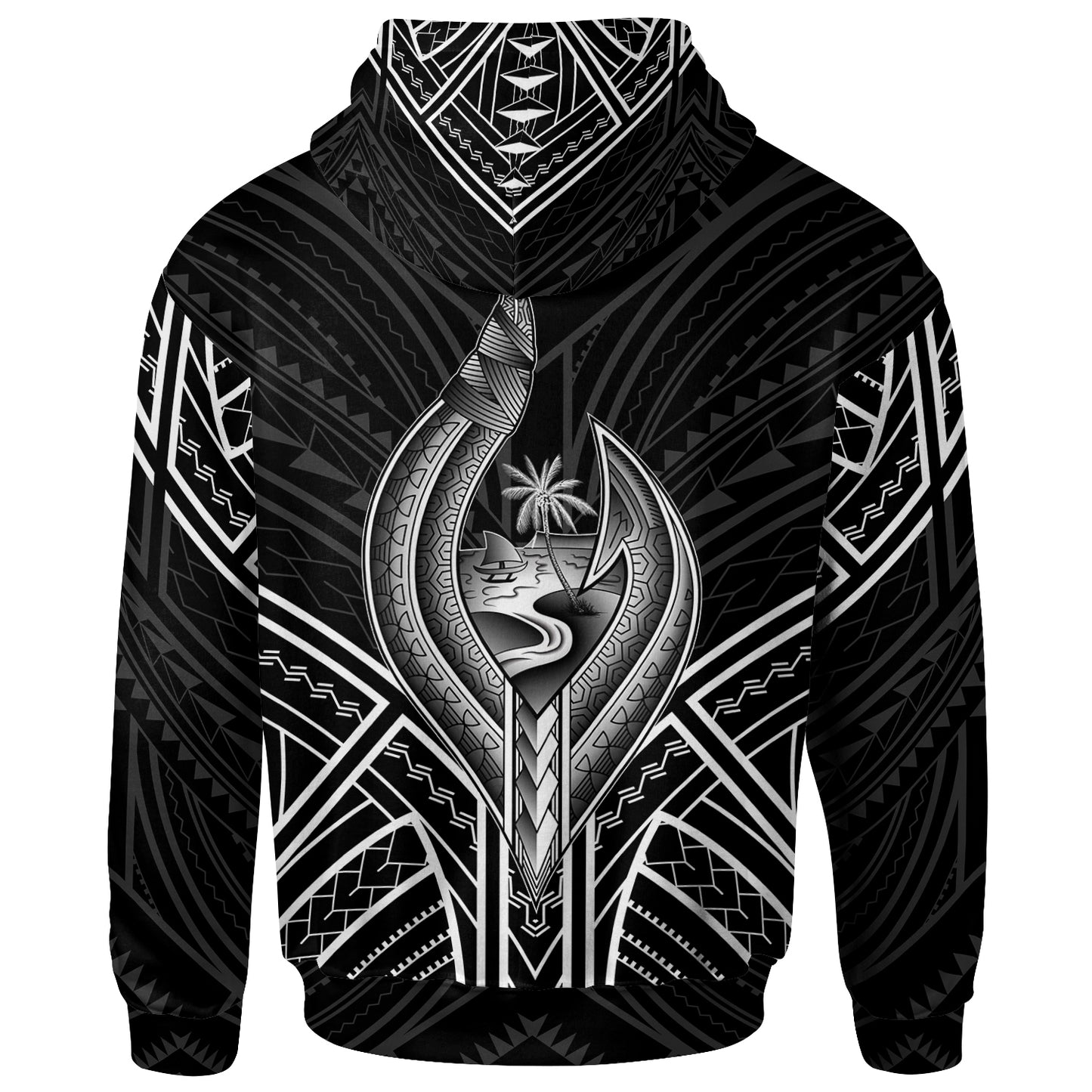 Guam Hoodie - Guam Seal Chamorro Tribal White Color