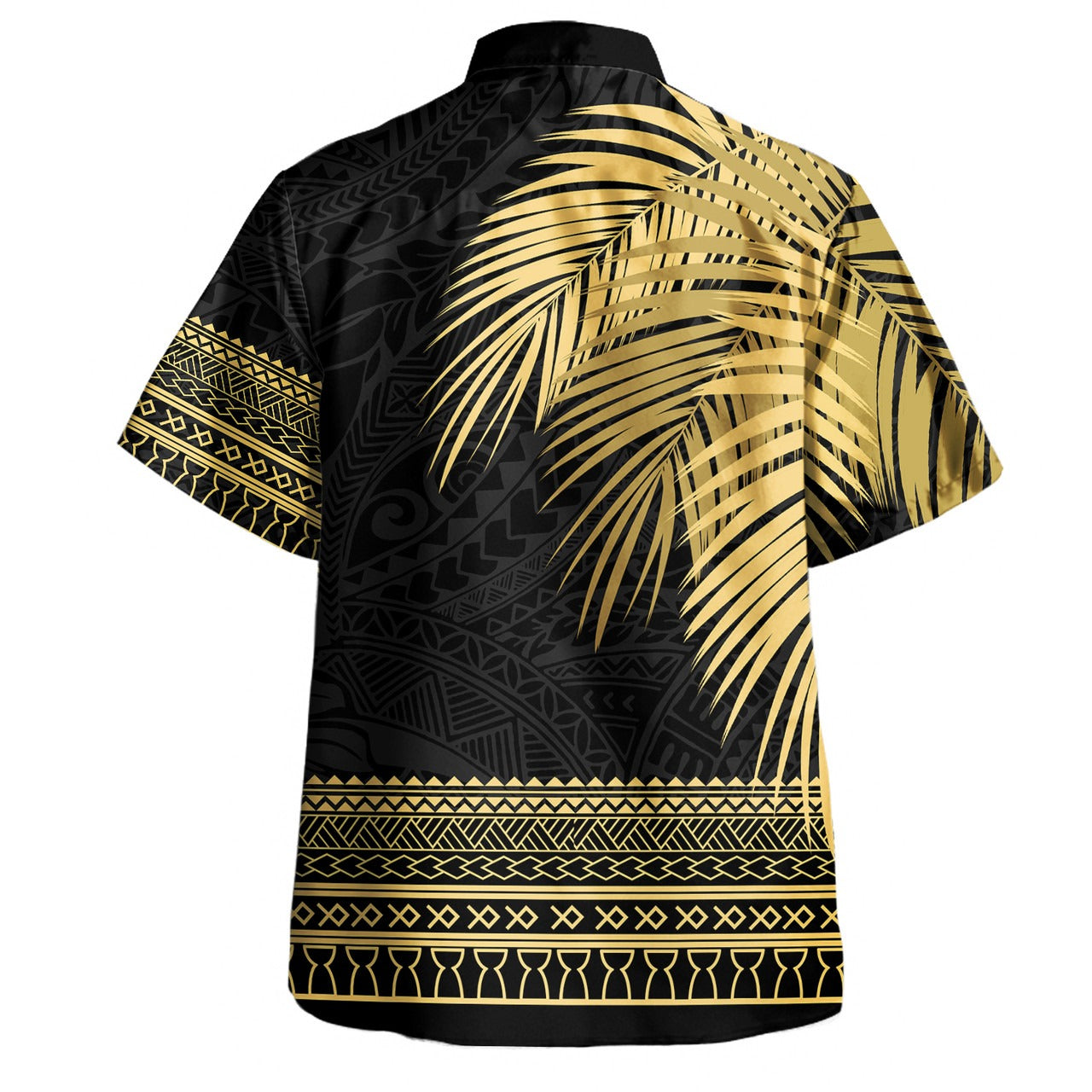 Guam Combo Puletasi And Shirt Micronesian Fabric Leaves Golden
