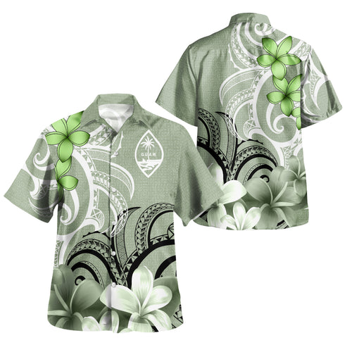 Chuuk Custom Personalised Hawaiian Shirt Polynesian Floral Spirit Sage Green