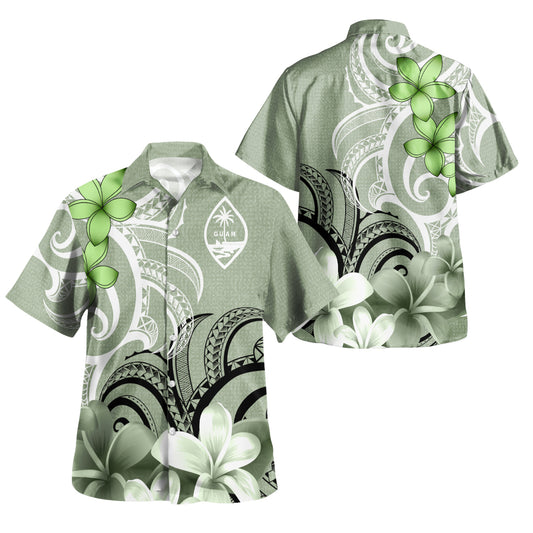 Chuuk Custom Personalised Hawaiian Shirt Polynesian Floral Spirit Sage Green