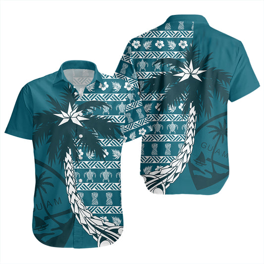 Guam Short Sleeve Shirt Tree Coconut Pattern Chamorro