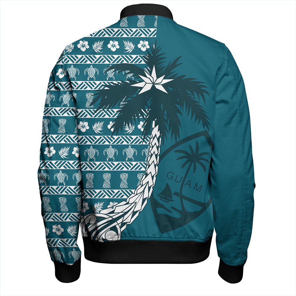 Guam Bomber Jacket Tree Coconut Pattern Chamorro