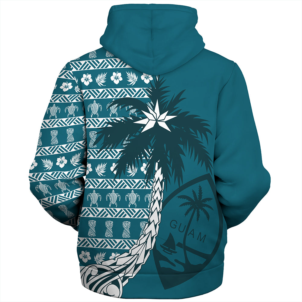 Guam Sherpa Hoodie Tree Coconut Pattern Chamorro