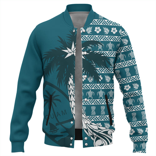 Guam Baseball Jacket Tree Coconut Pattern Chamorro