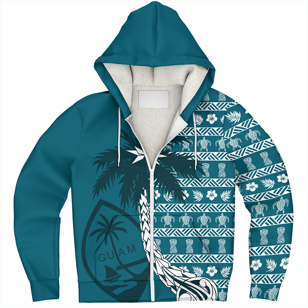 Guam Sherpa Hoodie Tree Coconut Pattern Chamorro