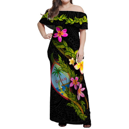 Guam Women Off Shoulder Long Dress - Plumeria Tribal