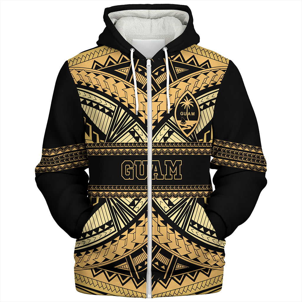 Guam Sherpa Hoodie Custom Micronesian Gold Luxury Style