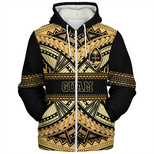 Guam Sherpa Hoodie Custom Micronesian Gold Luxury Style