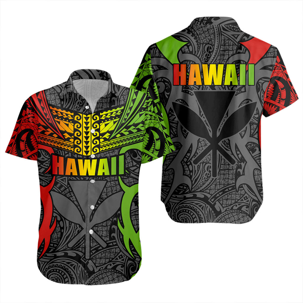 Hawaii Short Sleeve Shirt Kanaka Tribal Tattoo Concept